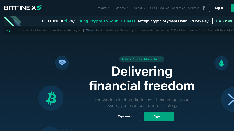 Bitfinex kryptobørs med lav avgift.