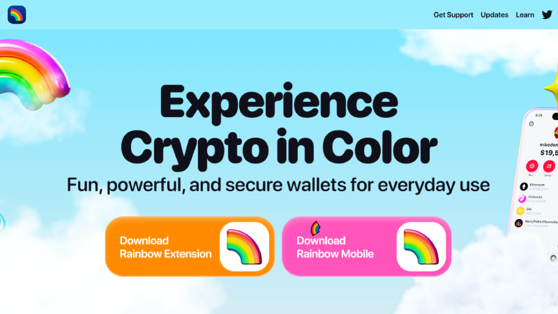 Rainbow anonym kryptolommebok uten KYC.