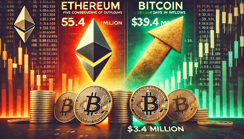 Bitcoin ETF-er leder i innstrømninger sammenlignet med Ether-utstrømninger.