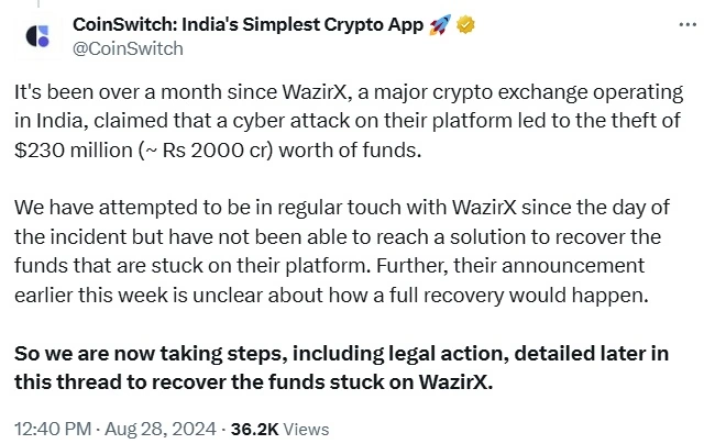 Den indiske kryptovalutabørsen WazirX tapte 235 millioner dollar